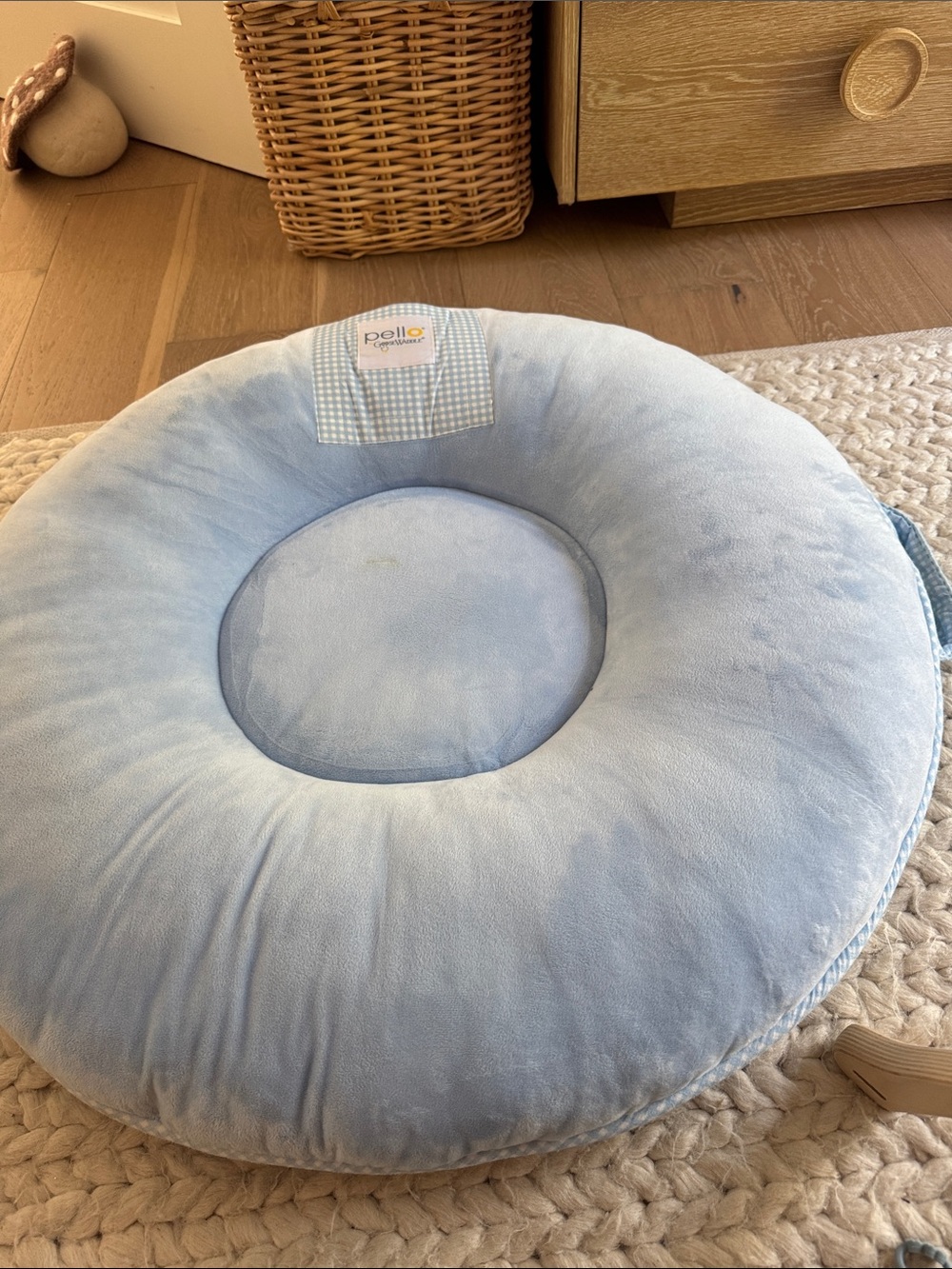 Pello GooseWaddle Soft Comfortable Floor Cushion for Children in blue gingham